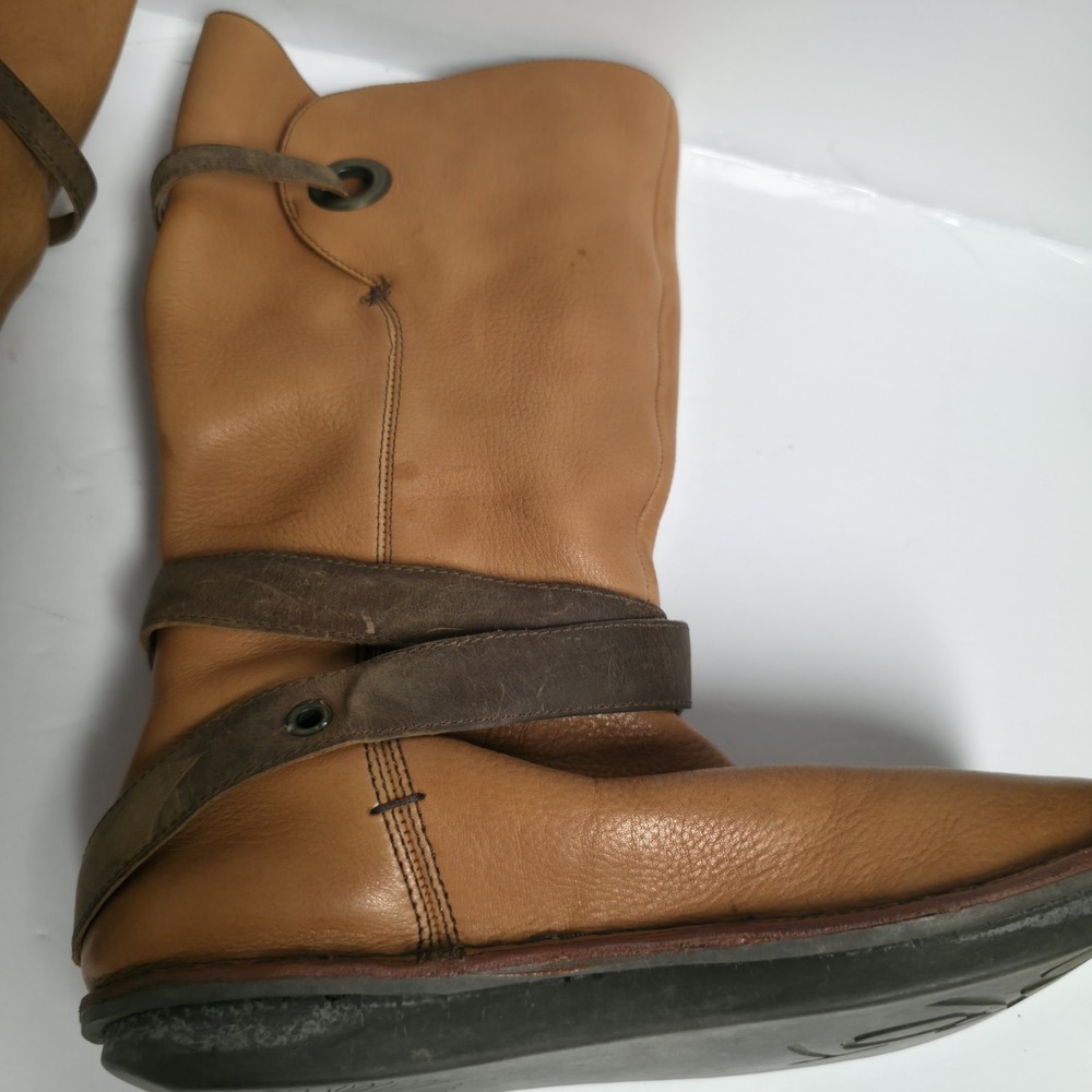 OTBT Johnston Tan Leather Strappy Slouch Boots Women's Size 8 Dandelion Boho - Picture 15 of 16